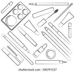 Make up cosmetics. Vector illustration. Flat style.