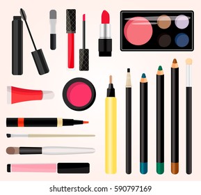 Make up cosmetics. Vector illustration. Flat style.