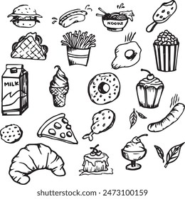 Hago lindas y diversas ilustraciones de comida rápida.