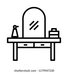 make up desk in dressing room outline icon