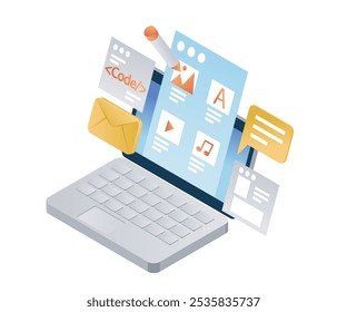 Make Digital content coding of isometric style