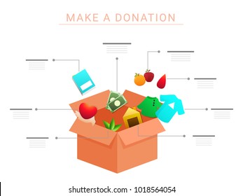 Make a donation concept with Box and multipupose options to donate.