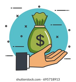 make a donation sign hand with bag money