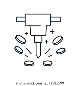 Make, earn, to extract money. Vector linear illustration icon isolated on white background.