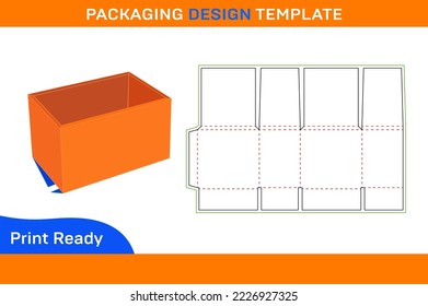 Make Easy cartoon paper Crates box dieline template and 3D box,  resizable vector design