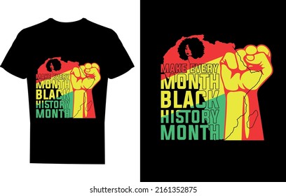 Machen Sie jeden Monat schwarze Geschichte Monat T-Shirt-Design, schwarzes T-Shirt-Design