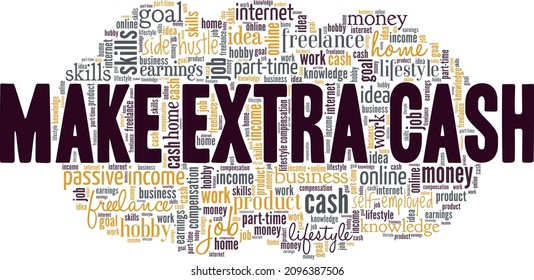 Make Extra Cash Conceptual Vector Illustration Word Cloud Isolated On White Background.