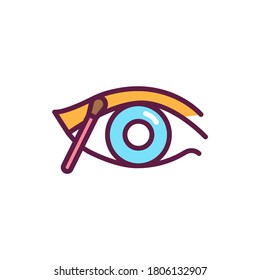 Icono de la línea de color del ojo. El visaje profesional. La industria de la belleza. Elemento vector aislado. Esbozo pictograma para página web, aplicación móvil, promoción.