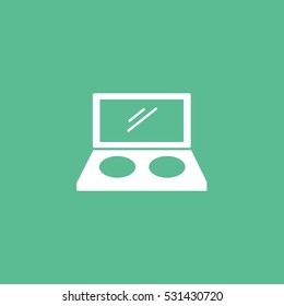 Make Up Eye Shadow With Mirror Flat Icon On Green Background