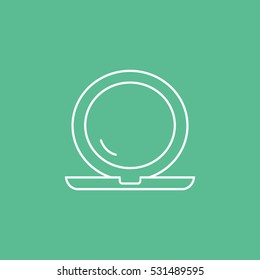Make Up Eye Shadow With Mirror Line Icon On Green Background