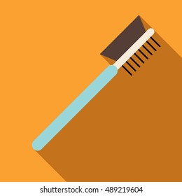 Make up eyebrow comb icon in flat style isolated with long shadow vector illustration