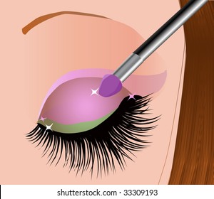 Make up of eyes,  made up by eyeshadows