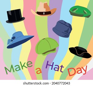 Haz un Día de Sombrero, idea para un banner o linda ilustración vectorial de tarjeta de vacaciones