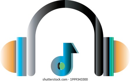 make a headphone  logo illustration about music