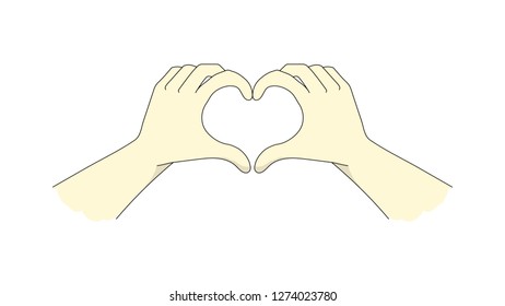make heart sign with two hands , love symbol