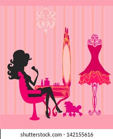 make up at home , silhouettes vector illustration