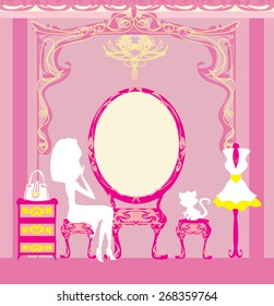 make up at home , silhouettes vector illustration