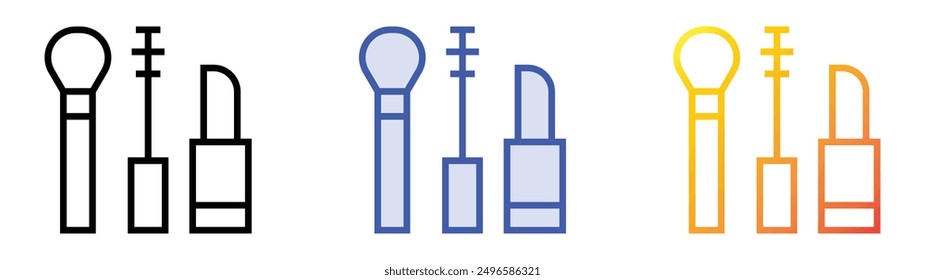 make up icon. Linear, Blue Fill and Gradient Style Design Isolated On White Background