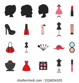 Make up icon set design, beauty cosmetic fashion style glamour skin and facial care theme Vector illustration