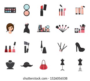 Make up icon set design, beauty cosmetic fashion style glamour skin and facial care theme Vector illustration