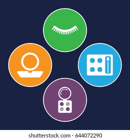 Make up icons set. set of 4 make filled icons such as eyelash, powder