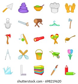 Make icons set. Cartoon set of 25 make vector icons for web isolated on white background