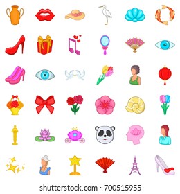 Make up icons set. Cartoon style of 36 make up vector icons for web isolated on white background
