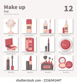 Make up icons set, Flat, vector and illustration