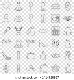 Make up icons set. Outline style of 36 make up vector icons for web for any design