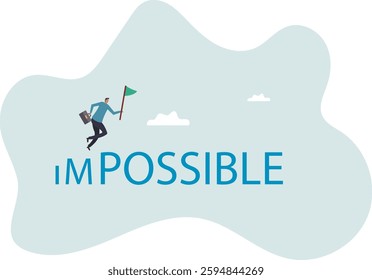 Make impossible success possible, optimistic or creativity to help achieve business goal, challenge to solve hard problem.business concept.flat character.