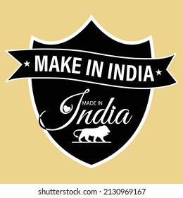 'make in india, made in india' vector icon, minimal logo, black in color