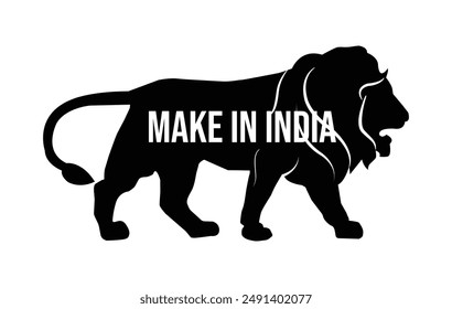 make in India symbol. vector illustration. black in color. isolated on white background