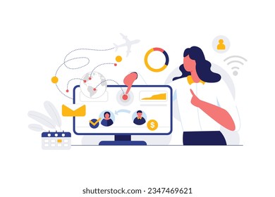 Make International Transactions - Flat Vector