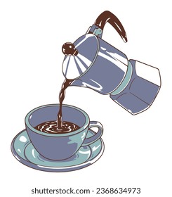 Make latte coffee with mock pot