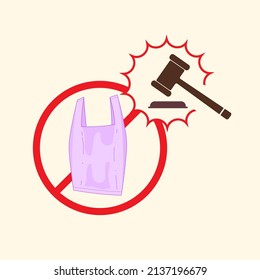 Make law against plastic pollution, to stop the use of plastic bags. Vector illustration outline flat design style.