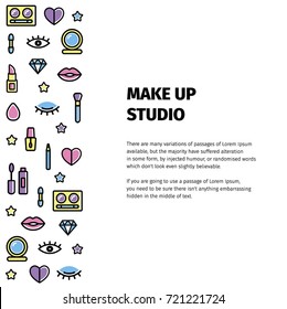 make up logo for beauty studio. make up logo for beauty artist.  make up of eyes. label of beauty artist or visage. glamour eyes  label. memphis style. memphis design