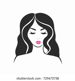 Make up logo, close up female face, woman's portrait