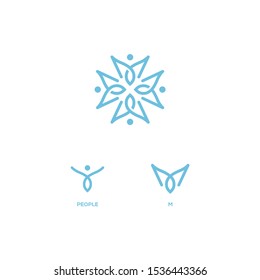 I make logo with combine leter M ad peole like a snow icon or weather icon or flower