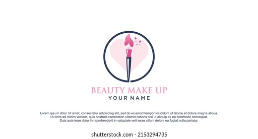 Make up Logo design  With beauty woman Premium vector