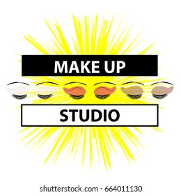 Make up logo with eyes isolated on white background. Beauty and fashion.