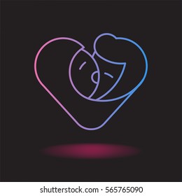 Make love hart icon on black for web