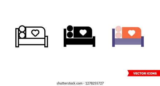 Make love icon of 3 types: color, black and white, outline. Isolated vector sign symbol.