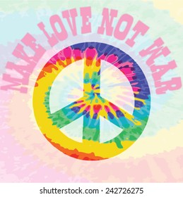 Make Love Not War - Hippie style. PEACE Vector Illustration