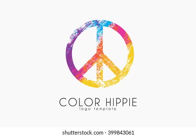 Make Love Not War - Hippie style. PEACE logo. Color hippie