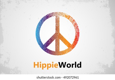 Make Love Not War - Hippie style. PEACE logo. Color hippie