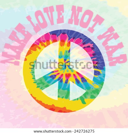 Make Love Not War - Hippie style. PEACE Vector Illustration