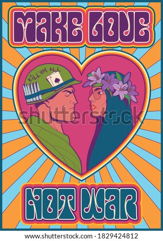 Make Love Not War. Soldier and Girl Peace and Love Poster