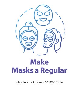 Make masks regular, skin moisturizers, beauty products concept icon. Face care, spa procedure idea thin line illustration. Vector isolated outline RGB color drawing. Editable stroke