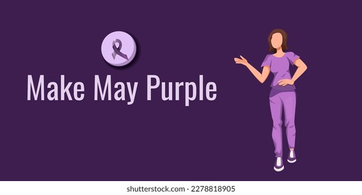 Make May Purple. Action On Stroke.banner Template, Vector