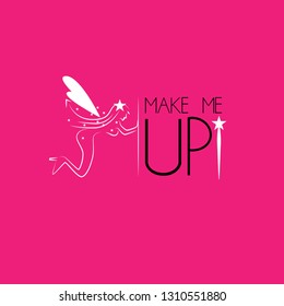 make me up logo for company, organization or team in beauty or fashion with fairy icon